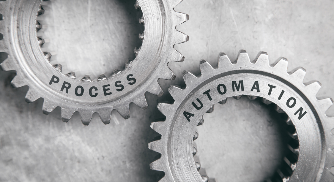 Metal cogwheel gears. Process Automation